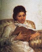 Mary Cassatt Reading the book painting